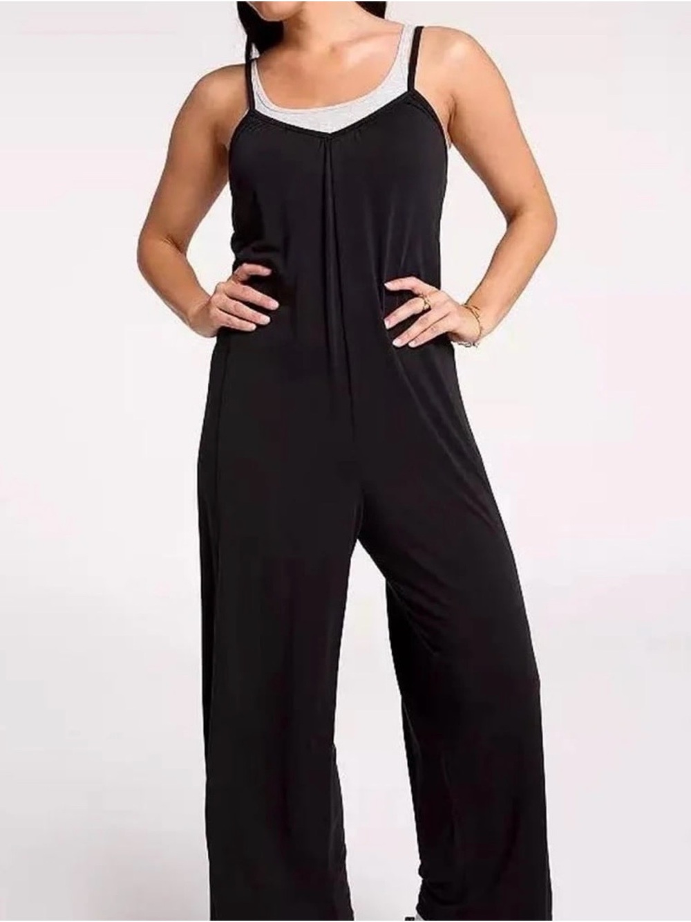 NWT CALIA Sandwash Wide-Leg Jumpsuit in Pure Black - XL